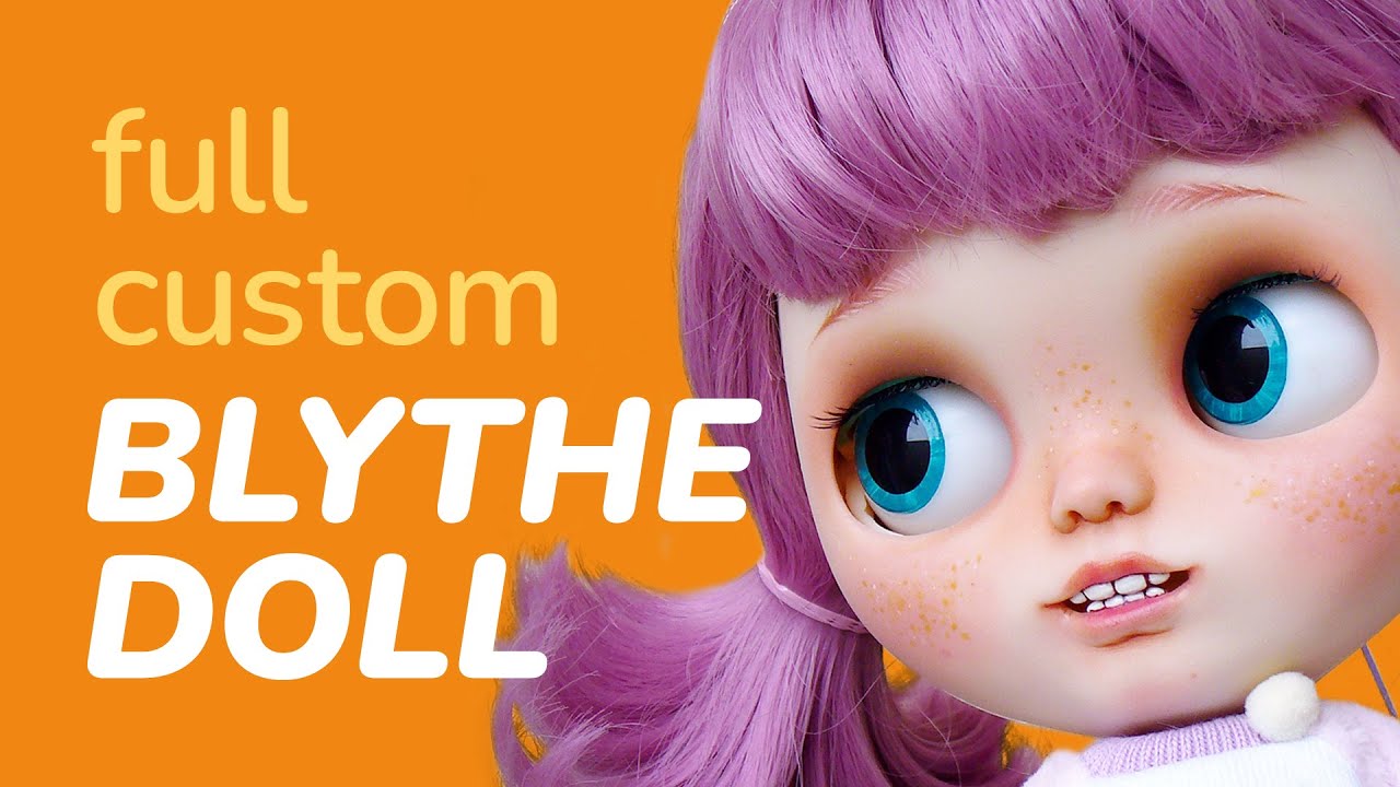 Full Custom Blythe Doll - Macarona - Carving, faceup, headband & pullstrings!