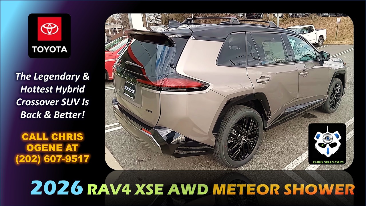 Новый RAV4 XSE AWD Hybrid 2026 года, цвет Meteor Shower, подогрев и охлаждение салона, обивка из ...