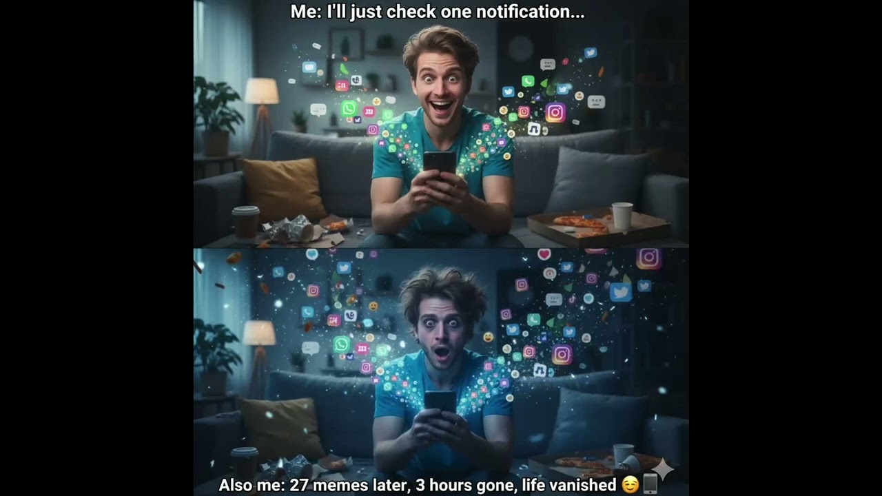 📱 One Notification Turned into 3 Hours! | Social Media Addiction Meme | Relatable AF 😂