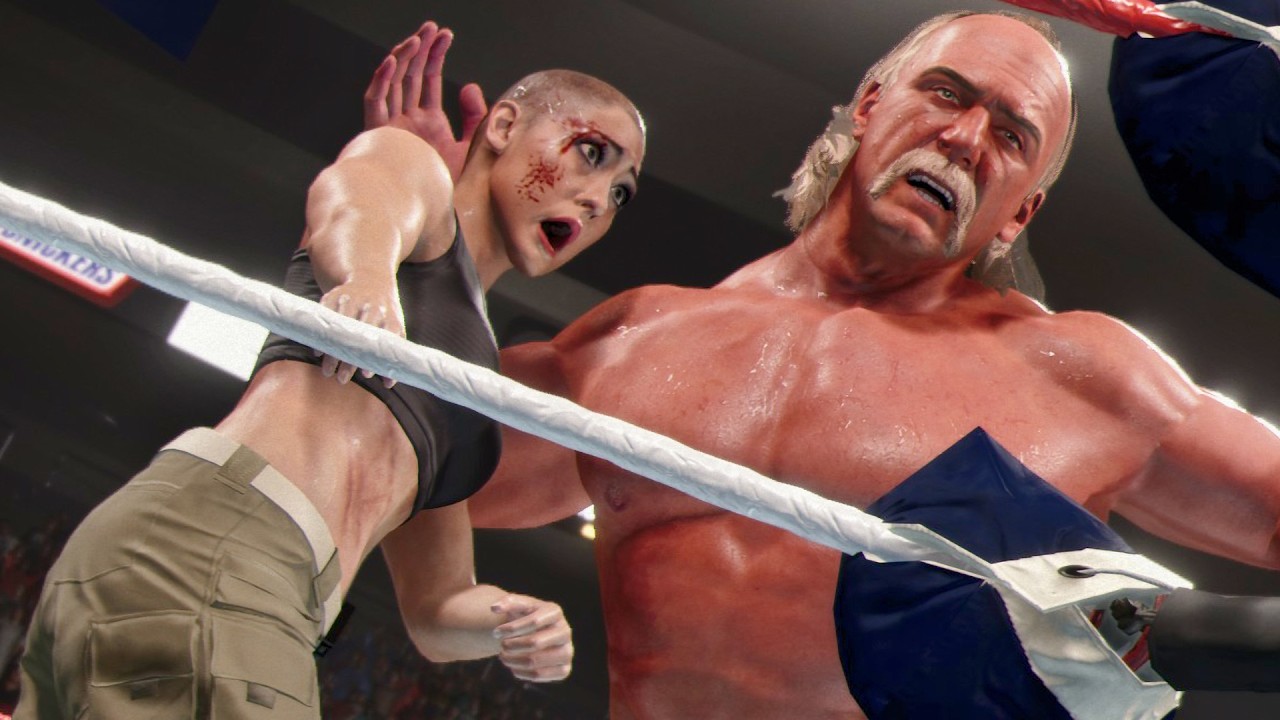 WWE 2k25: Giulia (bald) vs Hulk Hogan #intergender #wrestling