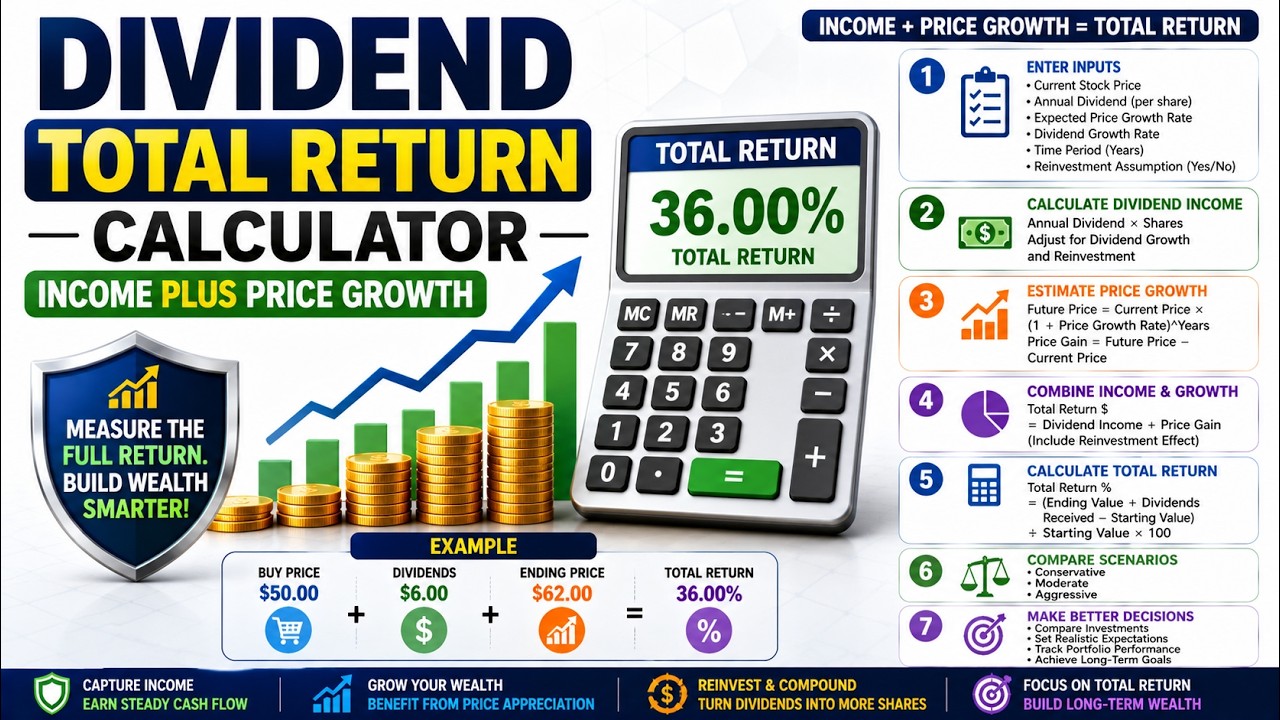 How a Dividend Total Return Calculator &mdash; Income Plus Price Growth works