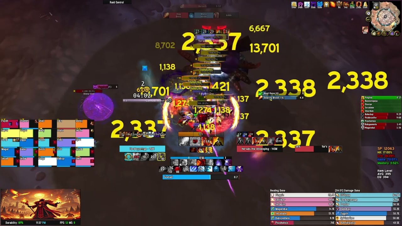 WoW Cataclysm Classic - Dragon Soul Heroic Yor'sahj 25M - Fire Mage POV