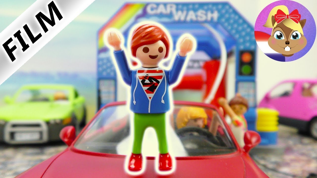 Playmobil video Nederlands - CHAOS IN DE AUTOWASSTRAAT! TYPISCH JULIAN! Kinderserie familie Vogel