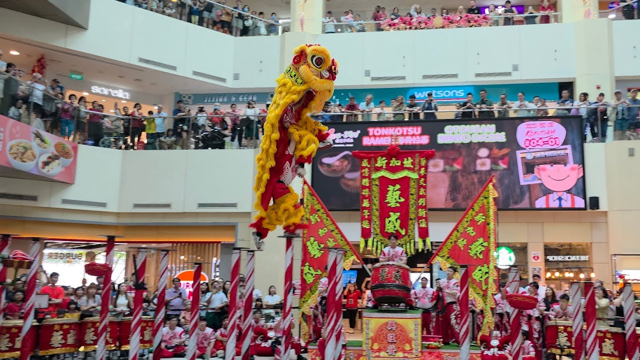 新加坡藝威體育會 Singapore Yiwei Dragon Dance, Lion on High Poles & Cai Qing Performances @ West Mall
