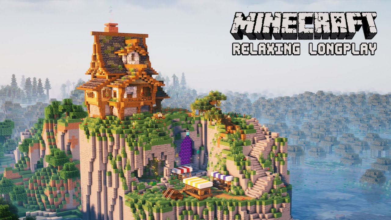 We Survived and Built a Mountain Base | Minecraft Relaxing Longplay (No Commentary)