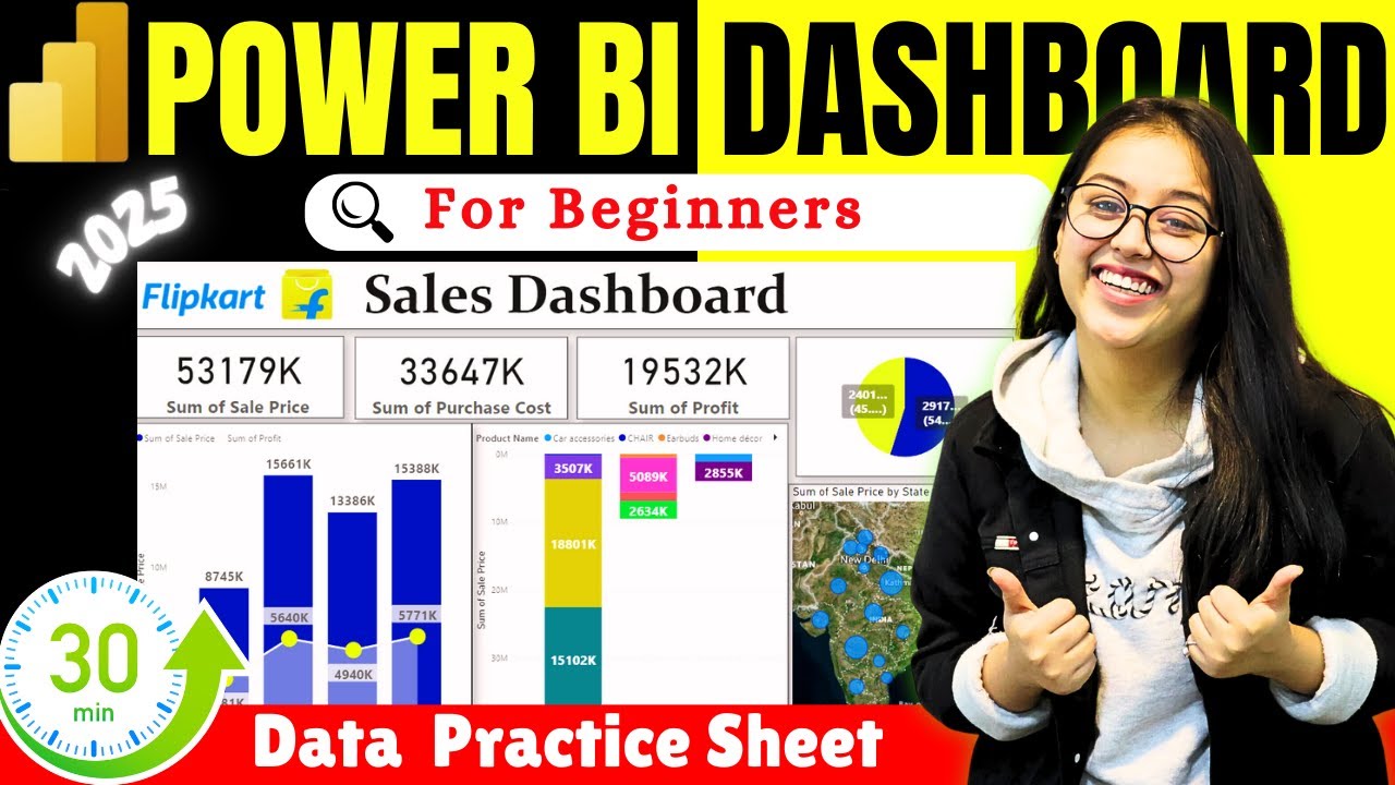 Power Bi Tutorial For Beginners | Power Bi Dashboard Project in Hindi | Power Bi Course 2025
