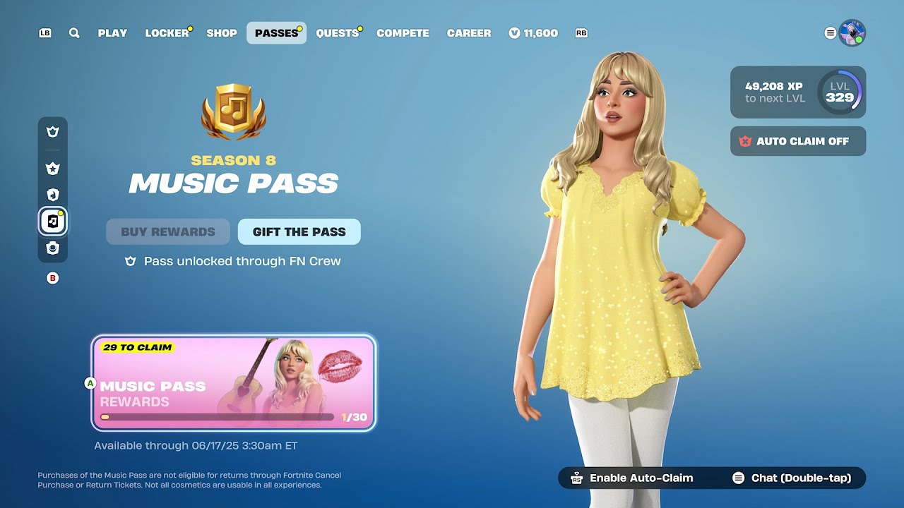 FORTNITE SEASON 8 MUSIC PASS SABRINA CARPENTER ONE SHOT CLAIM