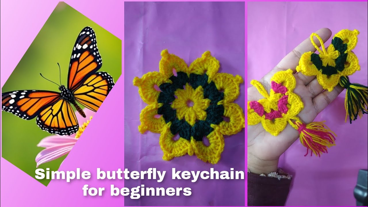 Crochet butterfly 🦋🦋🦋keychain   #crochet videos @bushrarasheed2536 