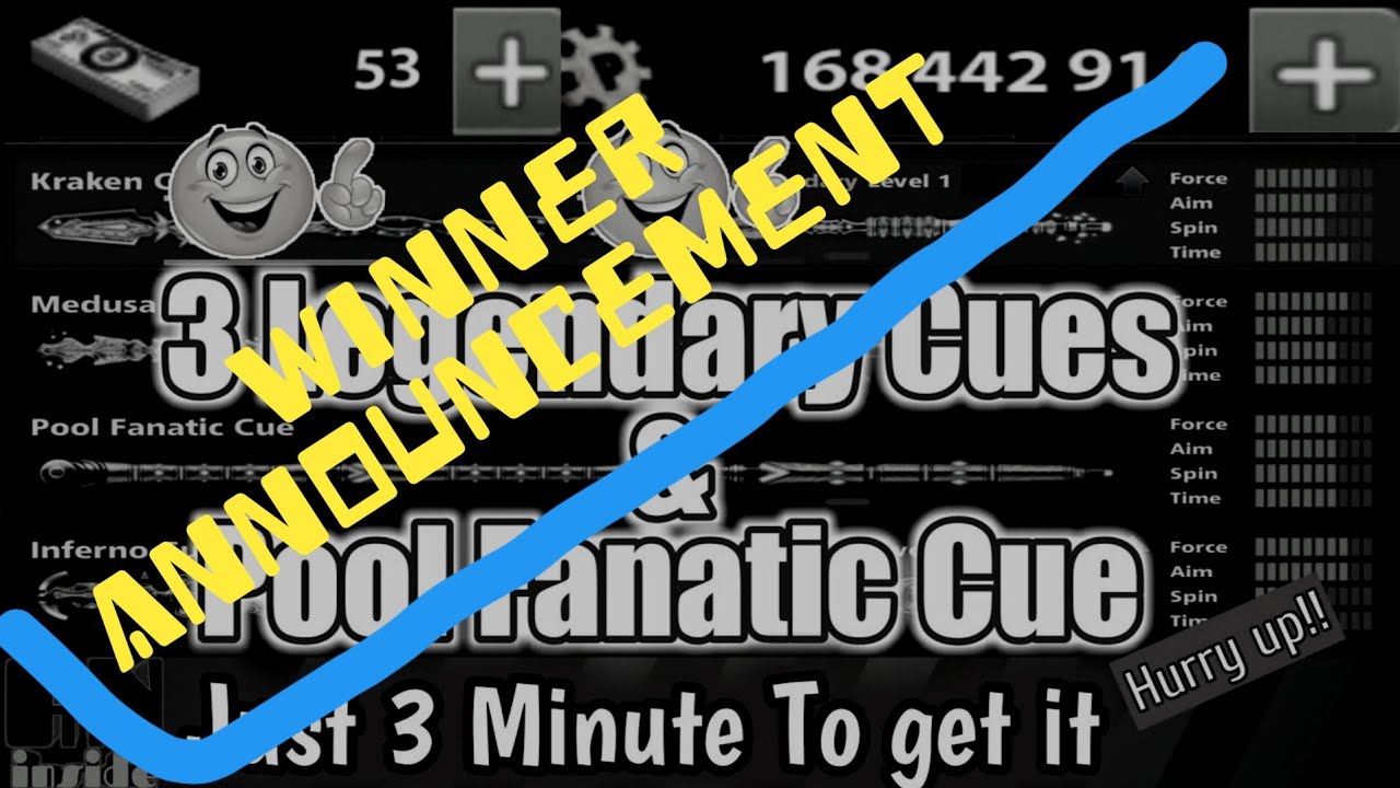 WINNER ANNOUNCEMENT | 3 Legendary cues + Pool fanatic cue | 8 Ball Pool