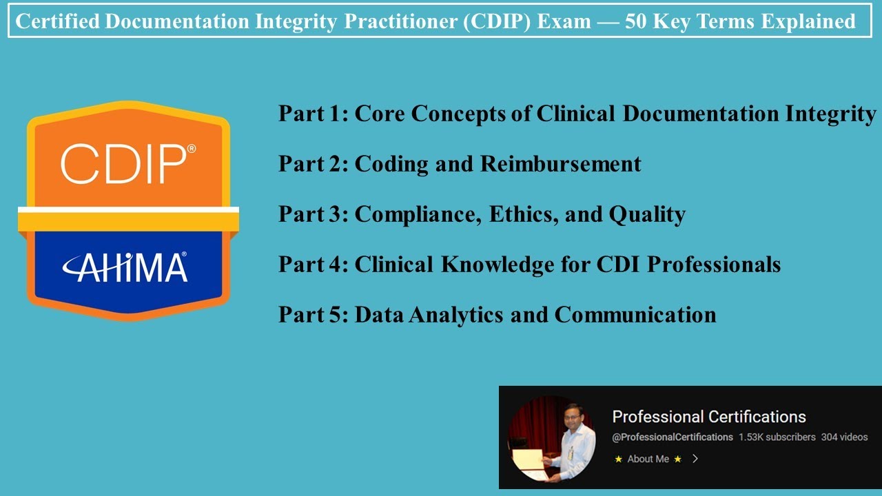 Certified Documentation Integrity Practitioner (CDIP) Exam &mdash; 50 Key Terms Explained | AHIMA |
