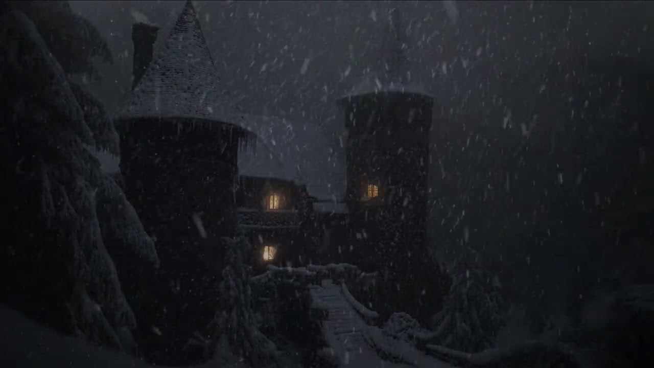 BONE-CHILLING Howling Blizzard Sounds For A DEEP SLEEP: DARK SINISTER COLD WINTER MEDIEVAL CASTLE
