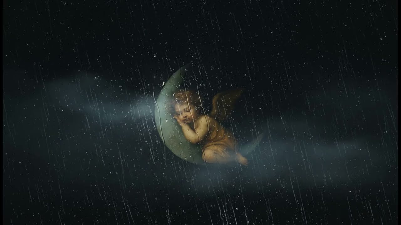 White Noise for Deep Sleep 🌙 Angel Moon Night Sky (10 Hours) Black Screen | Relaxing Sleep Noise