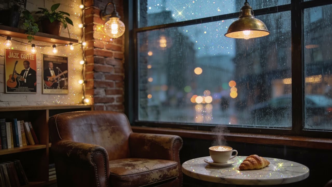 Rainy Coffee Shop Ambience | 3 Hours Jazz Piano & Rain Sounds | Cozy Café Study Music