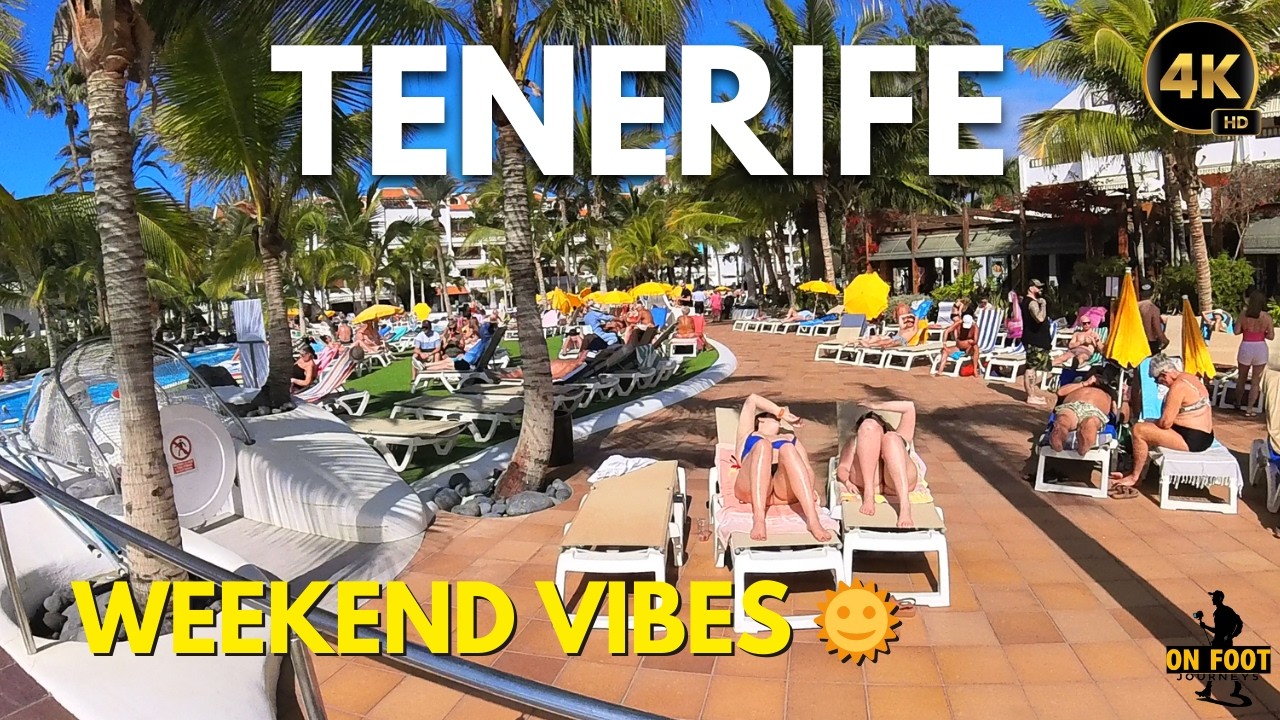 Tenerife - February 16, Weekend Vibes in Las Américas | Promenade A Sunny Weekend Walk 4K