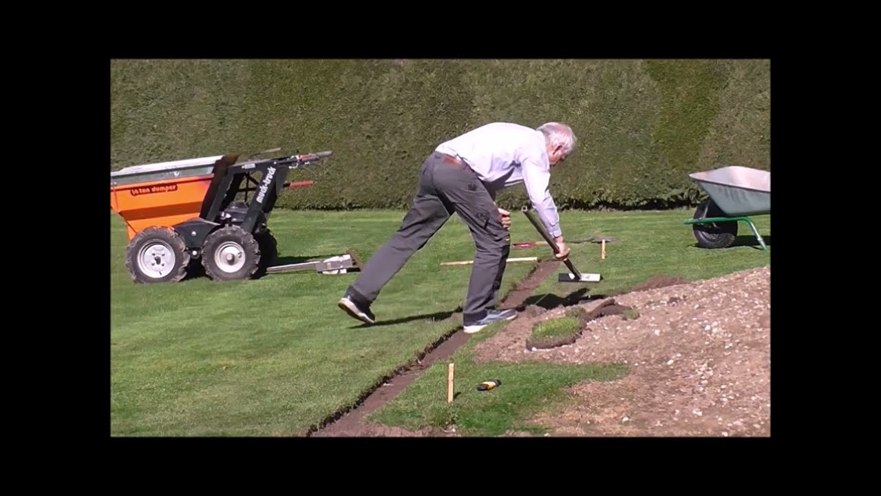 Homemade sod cutter making perfect cuts