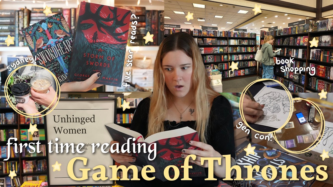 READING VLOG | book shopping, reading game of thrones for the first time & lots of traveling! ⚔️