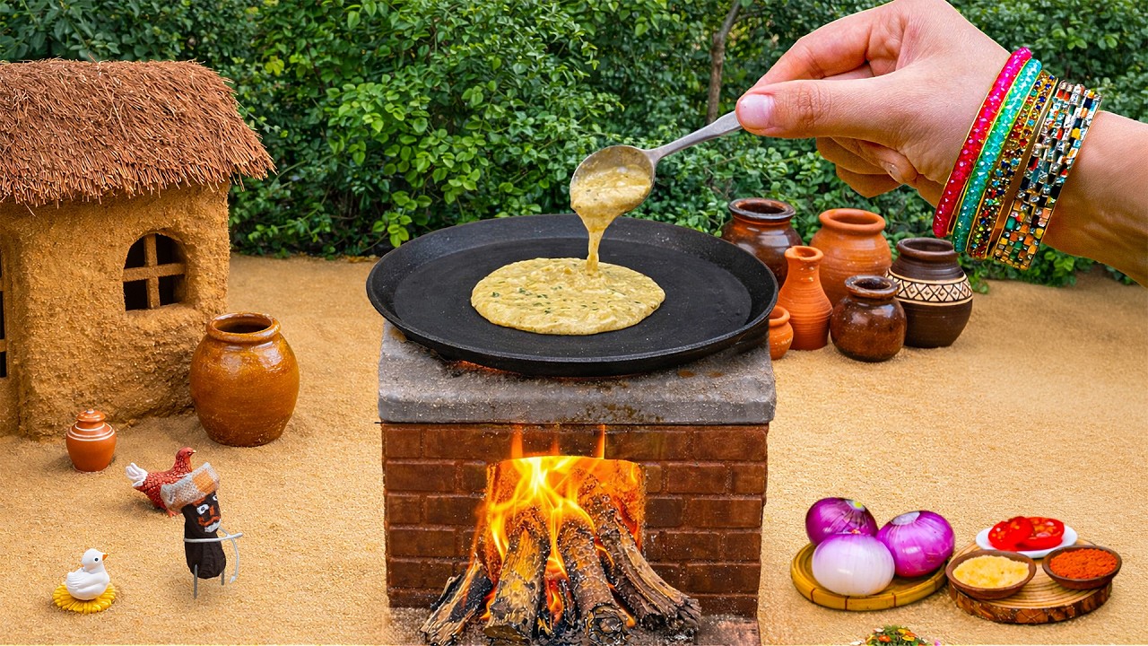 Besan Chilla & Masala Chai | How to Make Miniature Besan Chilla | Miniature Village Cooking