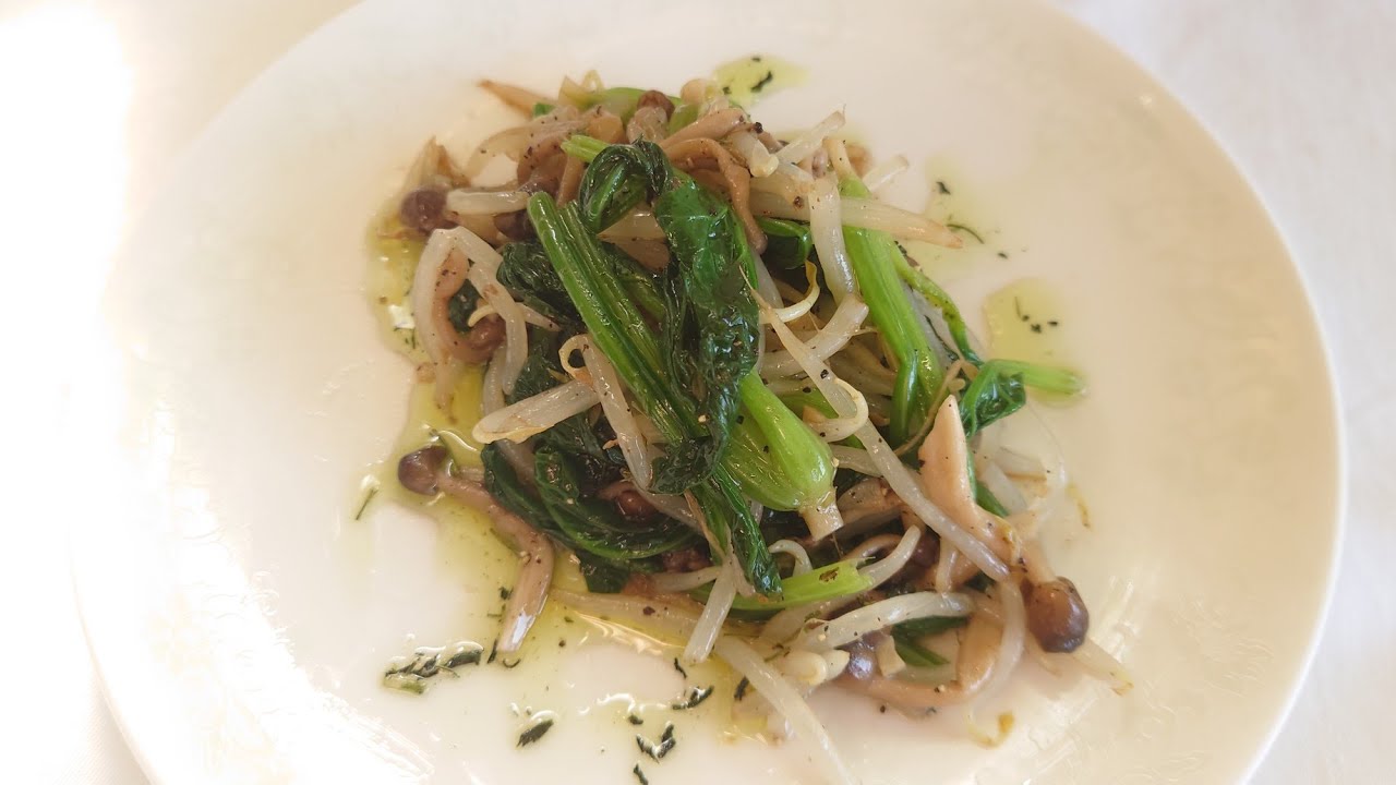 ほうれん草ともやしとしめじの和え物　[緑茶 バルサミコ酢  ベース]