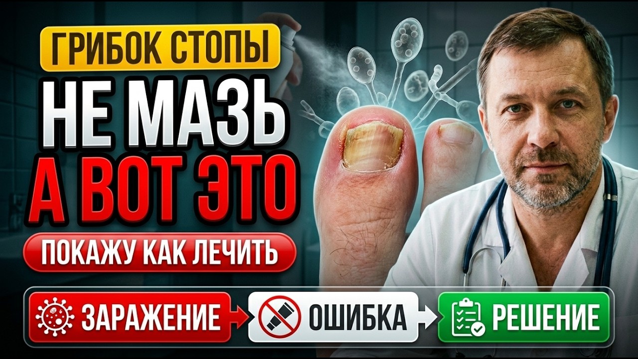 ГРИБОК НА НОГТЯХ — ЭТО ПОСЛЕДНЯЯ СТАДИЯ. ПЕРВАЯ ВНУТРИ |ВРАЧ ОБЪЯСНИЛ НАСТОЯЩУЮ ПРИЧИНУ