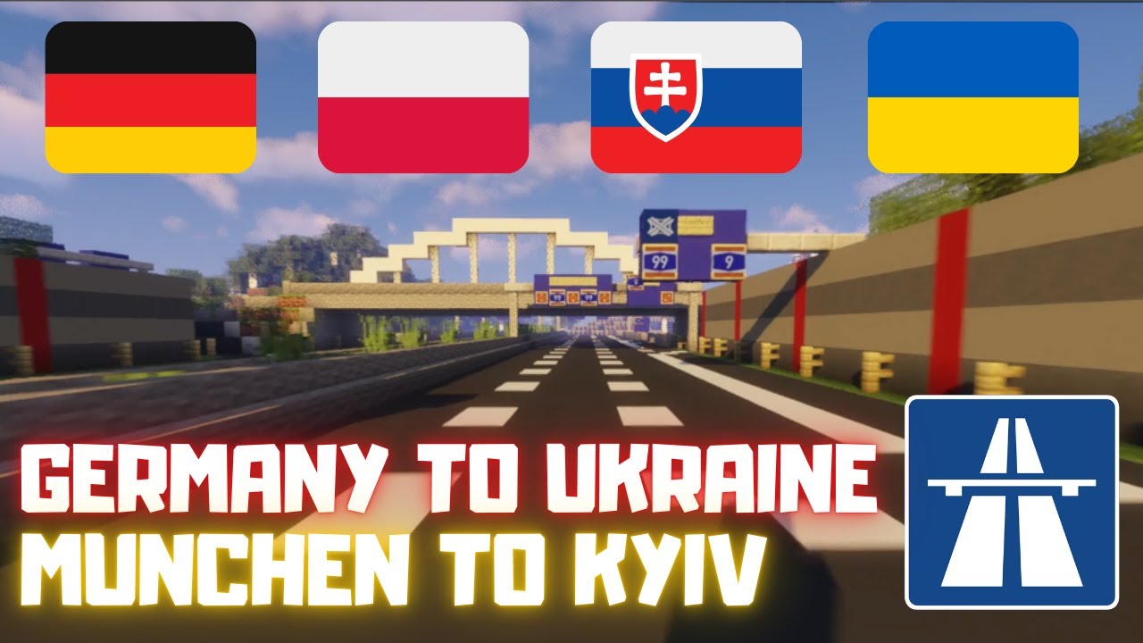Minecraft Highways EU | Driving from GERMANY to UKRAINE trought Poland and Slovakia (München-Kyiv)🛣️