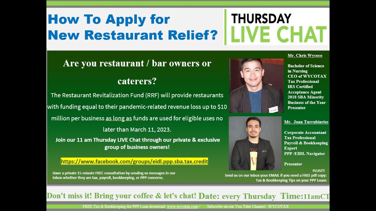 How to apply for new Restaurant Relief - Restaurant Revitalization Fund (RRF) Updates