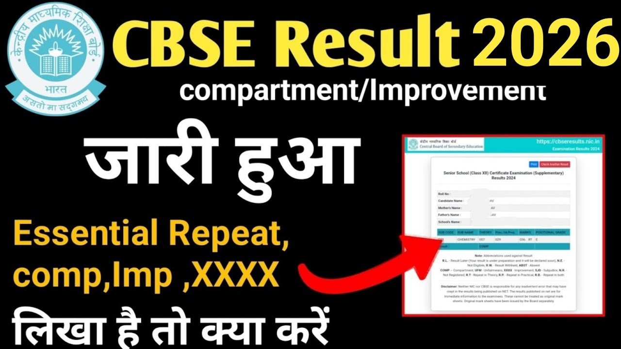 cbse  result 2026 class 10th finally Out Essential Repeat,Comp,Imp, XXXX लिखा है तो क्या
