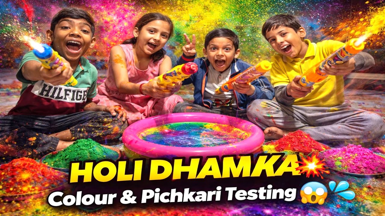 Kids Holi Special 🎨 Pichkari Unboxing + Color Blast Fun | Holi Pichkari Unboxing & Testing |