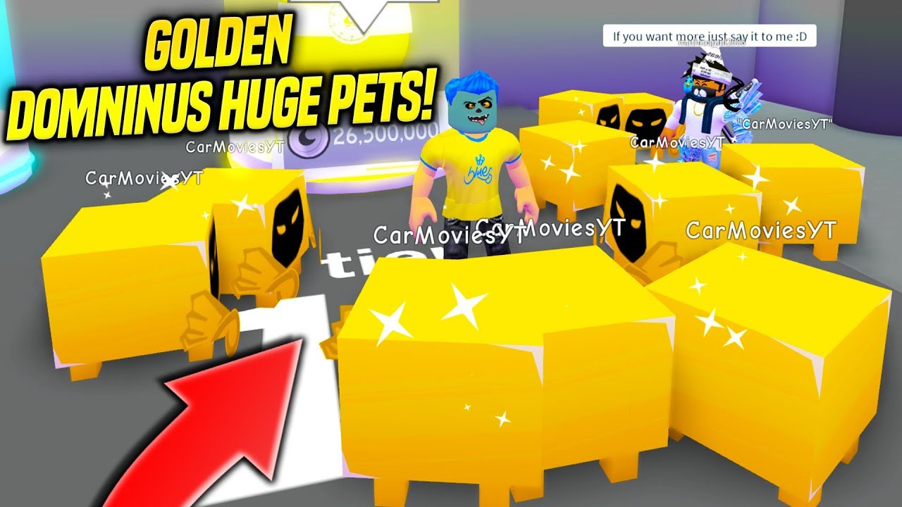 Using TONS OF GOLDEN DOMINUS HUGE PETS IN PET SIMULATOR!! *RAREST PET* (Roblox)