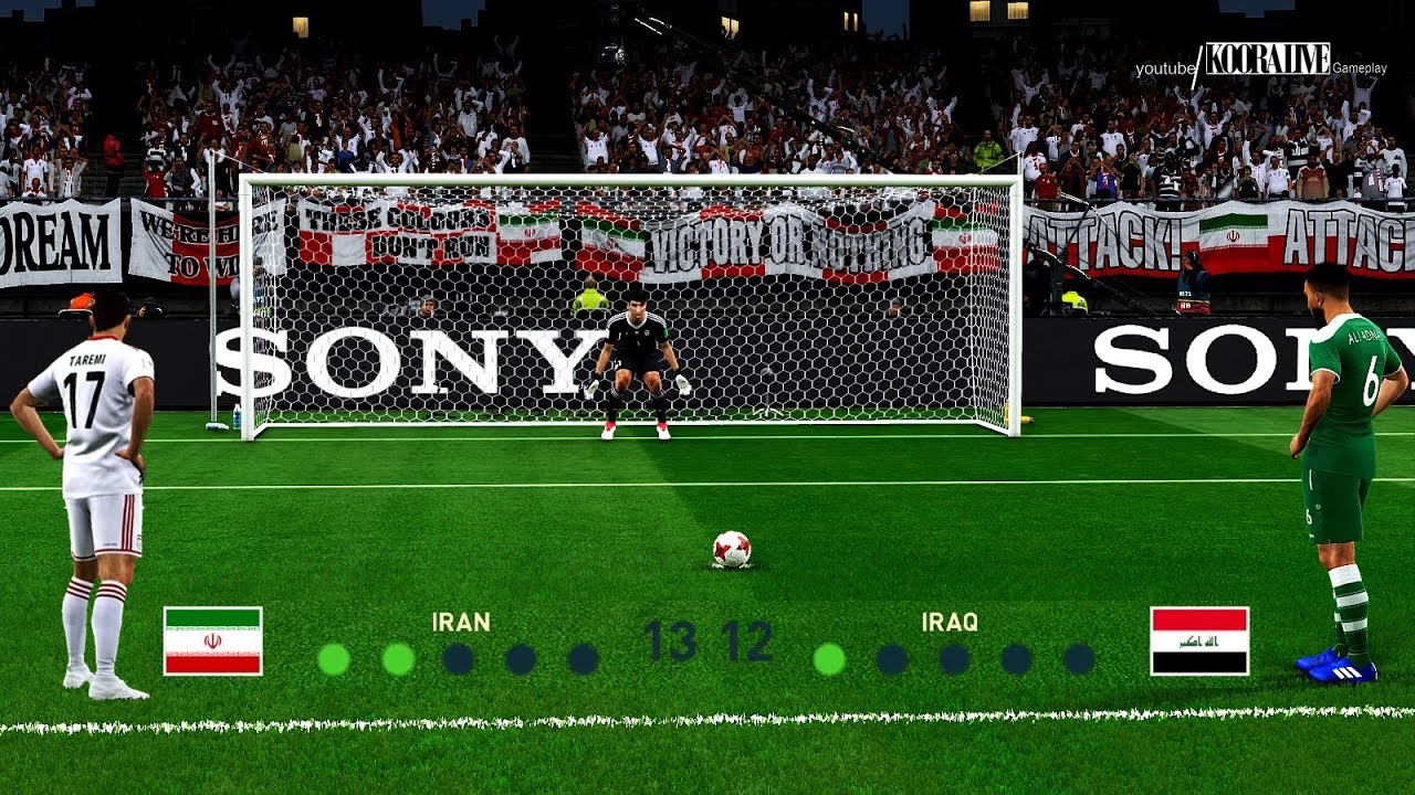 ركلات الترجيح العراق ضد  ايران l  تصفيات كاس العالم 2022 l  تعليق روف خلیف PES 2019 l
