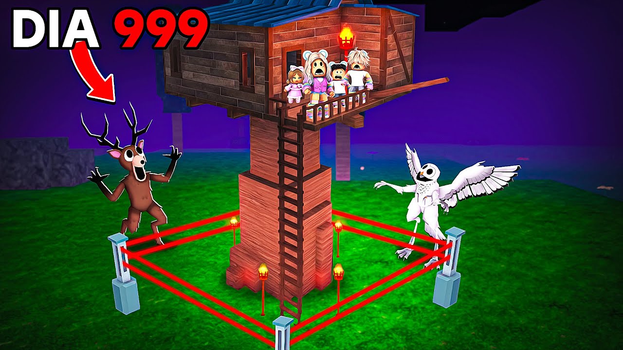 EU CONSTRUÍ A CASA NA ÁRVORE MAIS SEGURA em 99 Noites na Floresta!