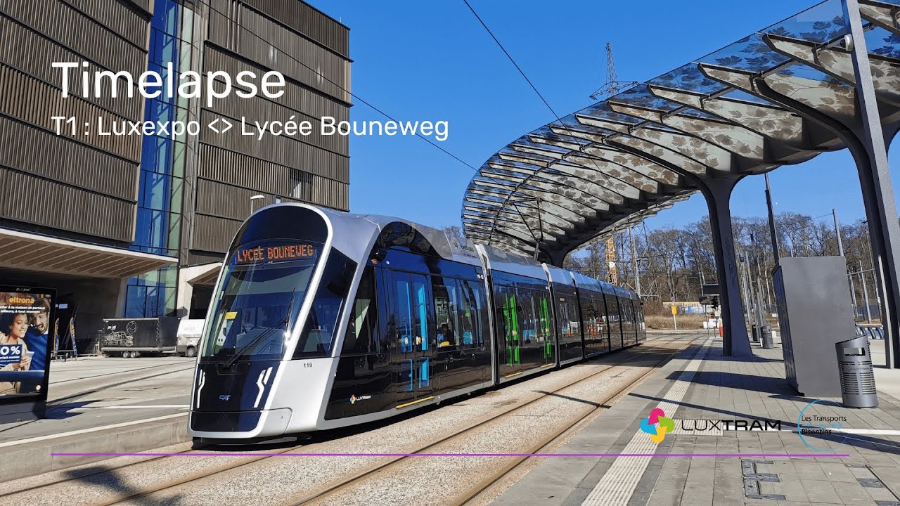 [Timelapse - Luxtram] Ligne T1 : Luxexpo - Lycée Bouneweg