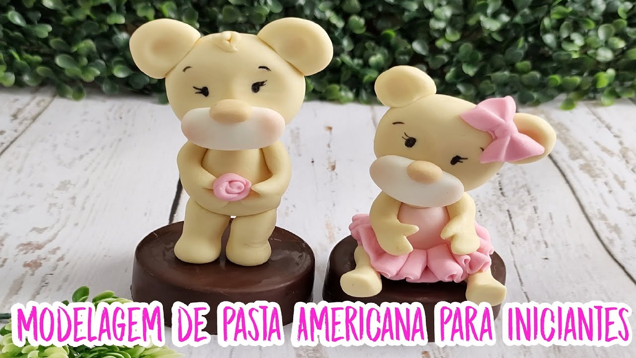 Como MODELAR URSINHO em PÉ e URSINHA SENTADA em Pasta de Açúcar ou Biscuit SEM MOLDE para INICIANTES
