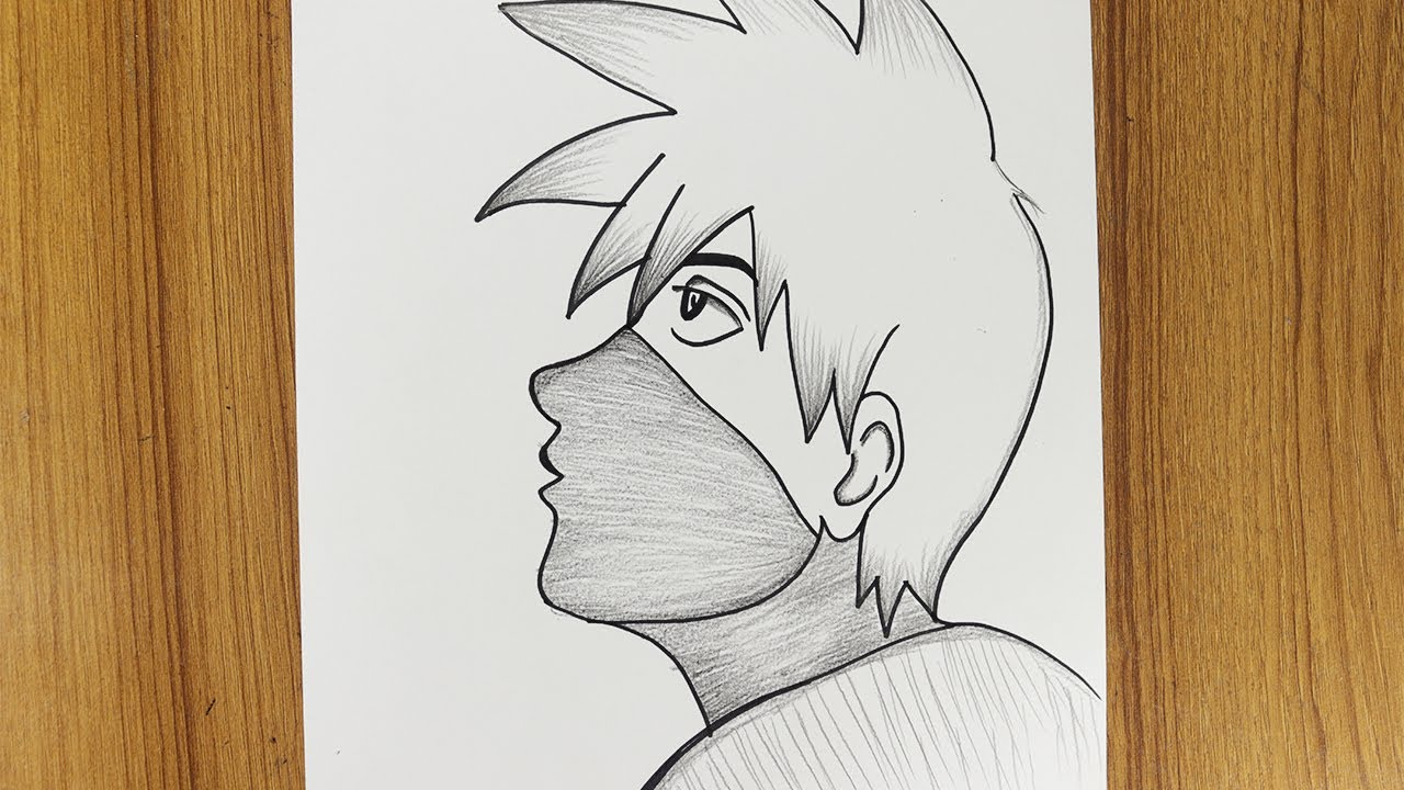 Easy drawing Anime boy with mask side view | Beginners drawing anime boy step by step