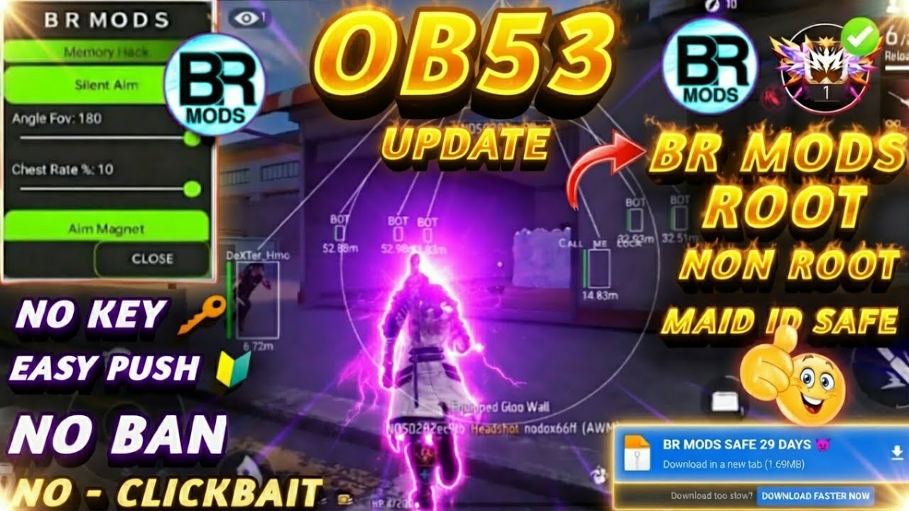 🔥 BR MODS OB52 UPDATED | NO KEY LOGIN ✅ NON ROOT | FREE FIRE NEW MOD MENU 2026 🔥