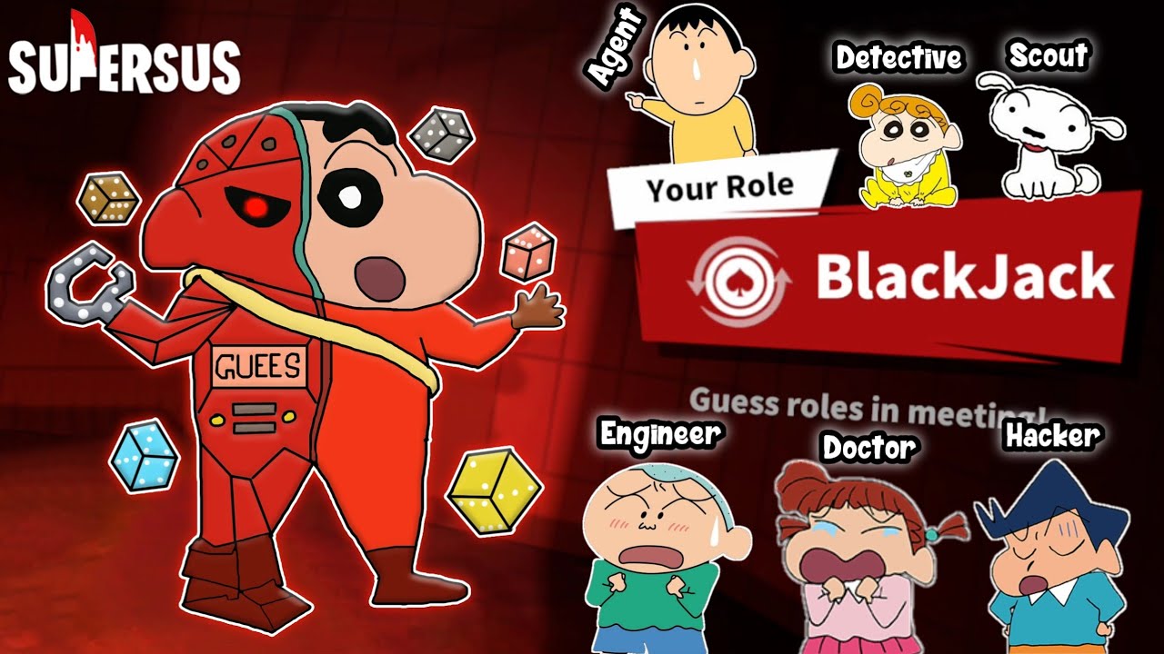 Shinchan became blackjack and guessing roles in super sus 😱🔥 | Shinchan plays among us 3d 😂 | funny