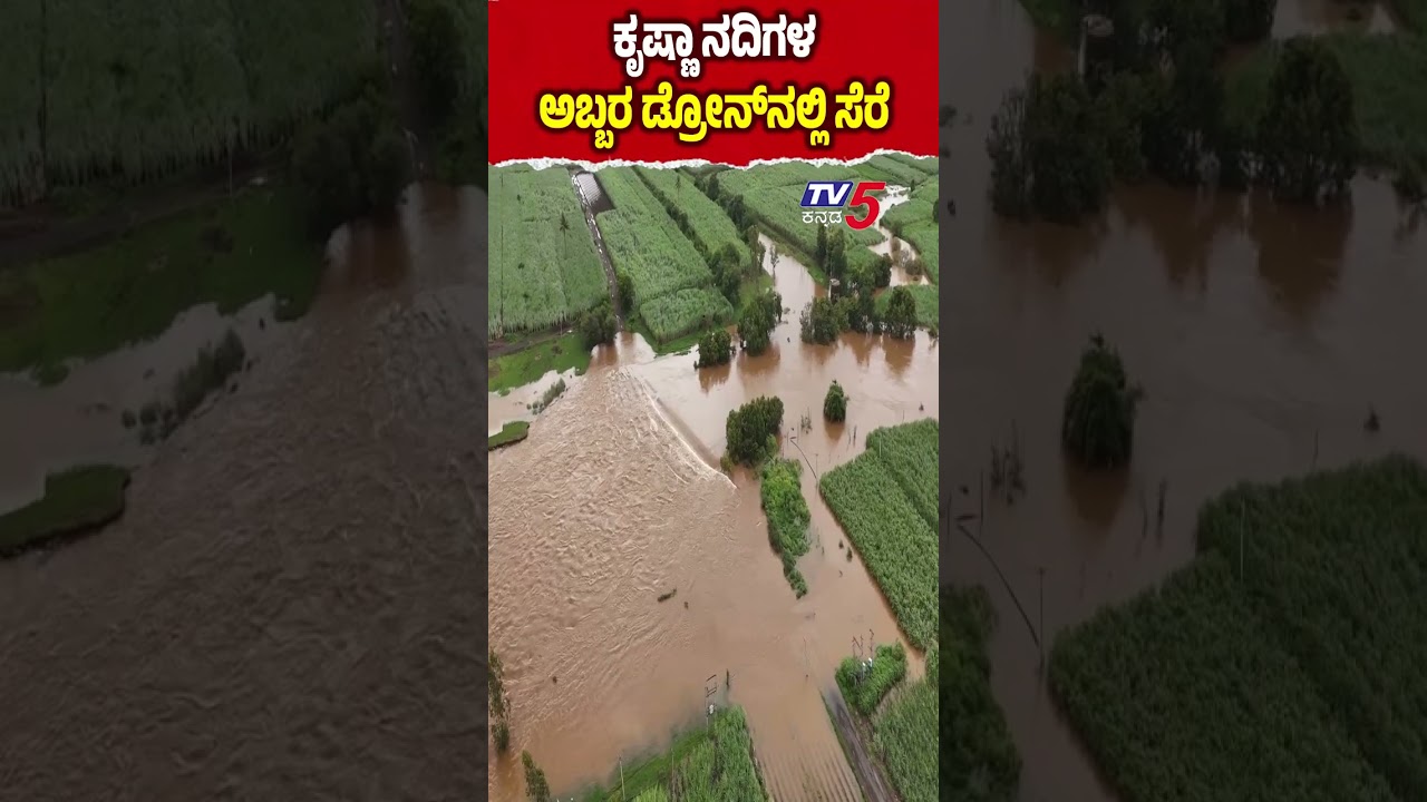 Heavy Rains In Maharashtra Boost Krishna Rivers | ಕೃಷ್ಣಾ ನದಿಗಳ ಅಬ್ಬರ ಡ್ರೋನ್​ನಲ್ಲಿ ಸೆರೆ | Belagavi