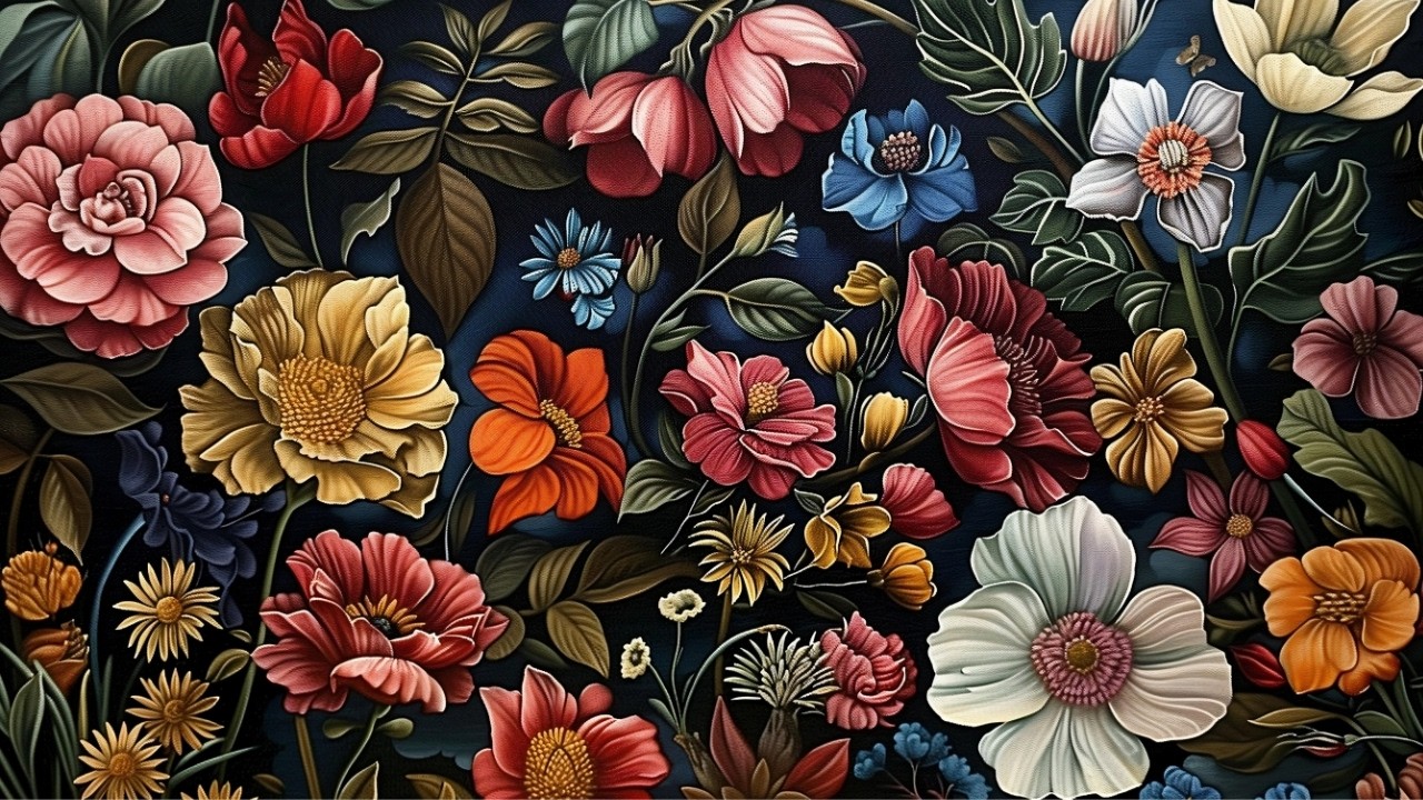 3 Hour Floral Art Screensaver 🌺 Elegant Botanical Painting for TV or Monitor Display