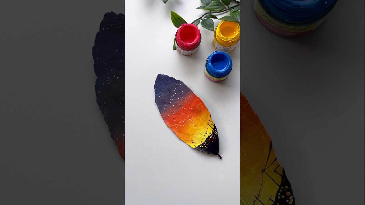 Leaf painting idea using acrylic paints #leafpainting #acrylicpaint #shortsviral #artshorts #diy