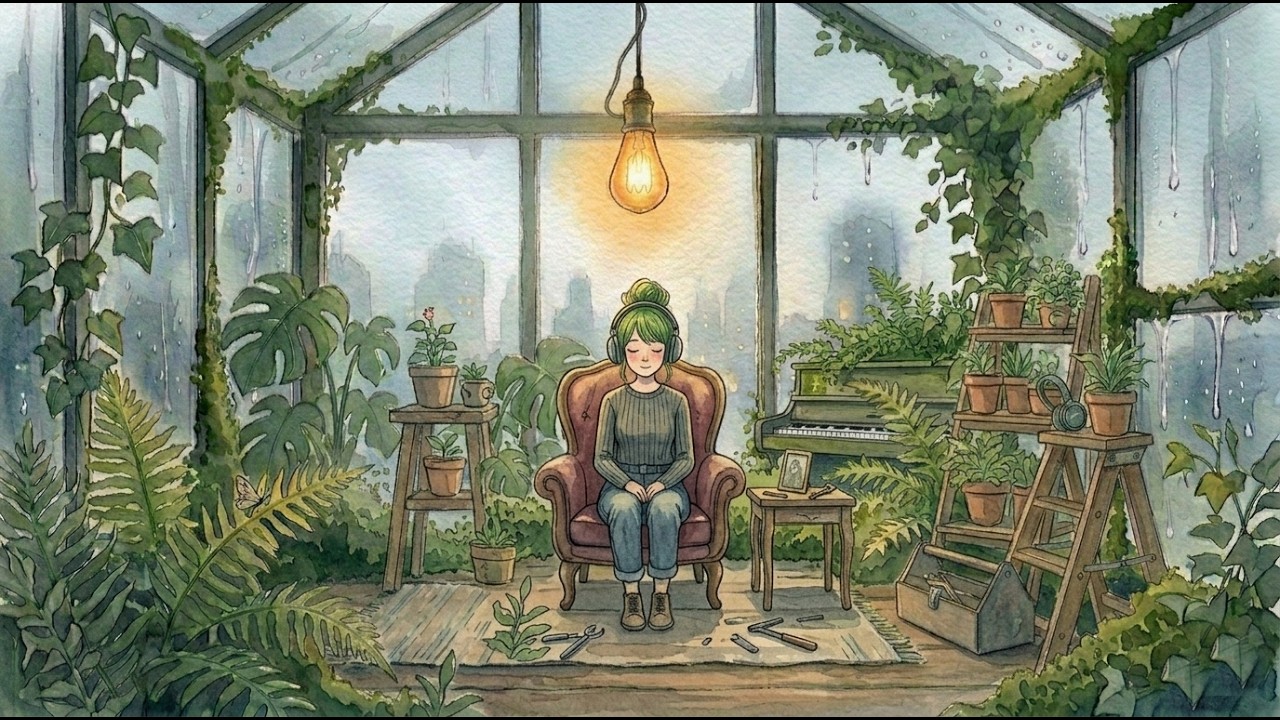 Step Inside Tiny Greenhouse 🌿 for Coffee Time | 1 Hour Lofi Beats