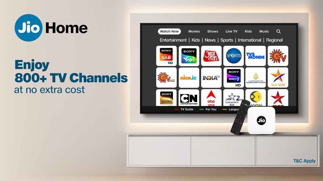 Enjoy 800+ Digital TV channels in 15+ languages on JioHome!