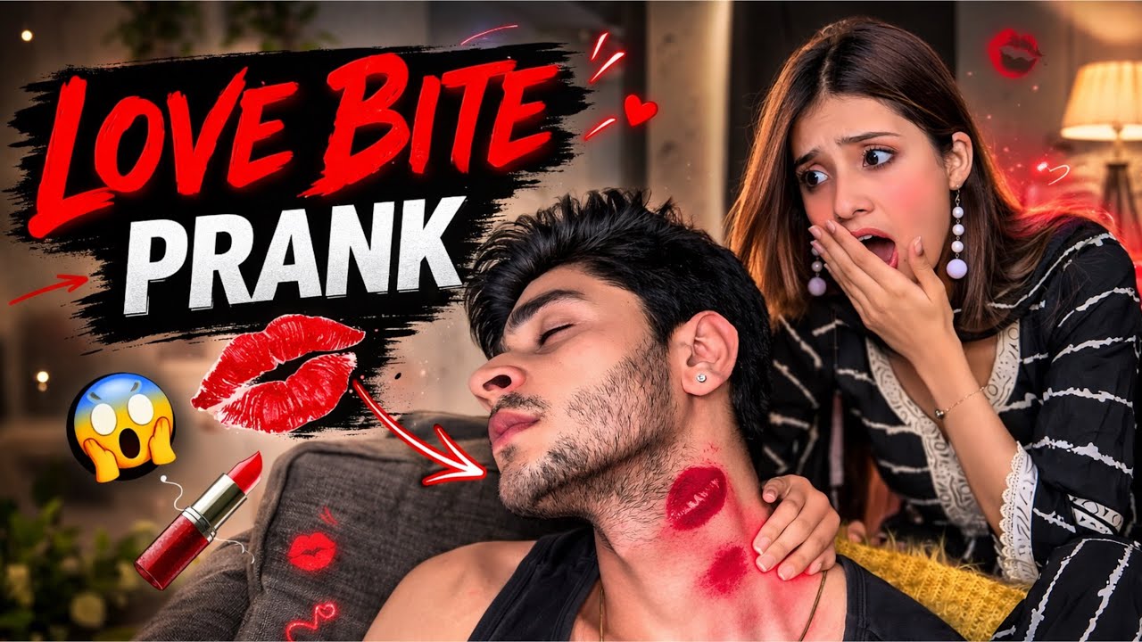 Love Bite Prank on him 💋|| He got panic 😱 #ayeshkit #couple 