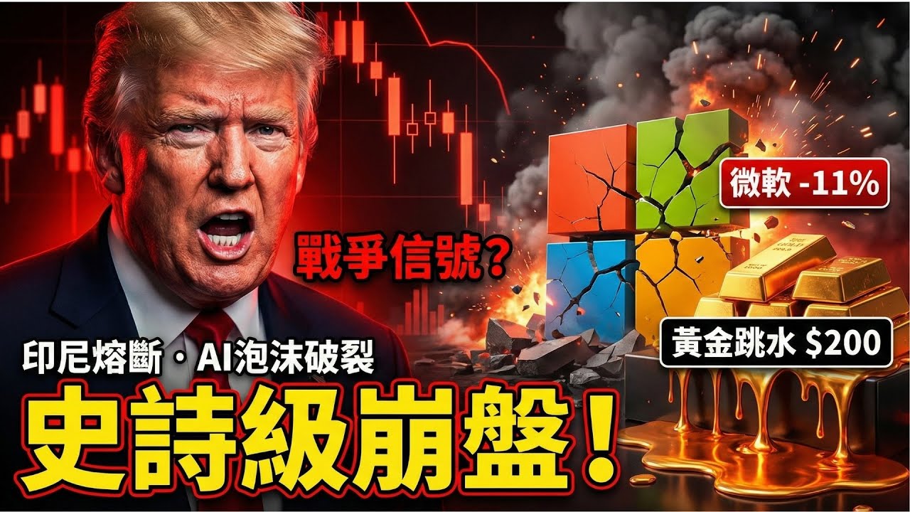 【緊急覆盤】史詩級大反轉！特朗普「戰爭威脅」嚇癱華爾街？微軟暴雷-12%、黃金大跳水、印尼股市熔斷！全球避險模式失效了嗎？⚠️