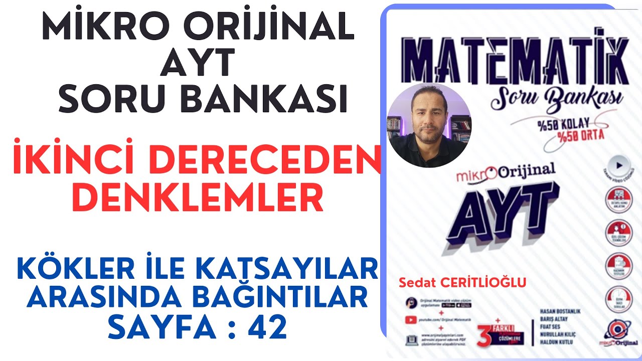 İKİNCİ DERECEDEN DENKLEMLER | MİKRO AYT SORU BANKASI SYF: 42 | #orijinalmatematik #mikroorijinal