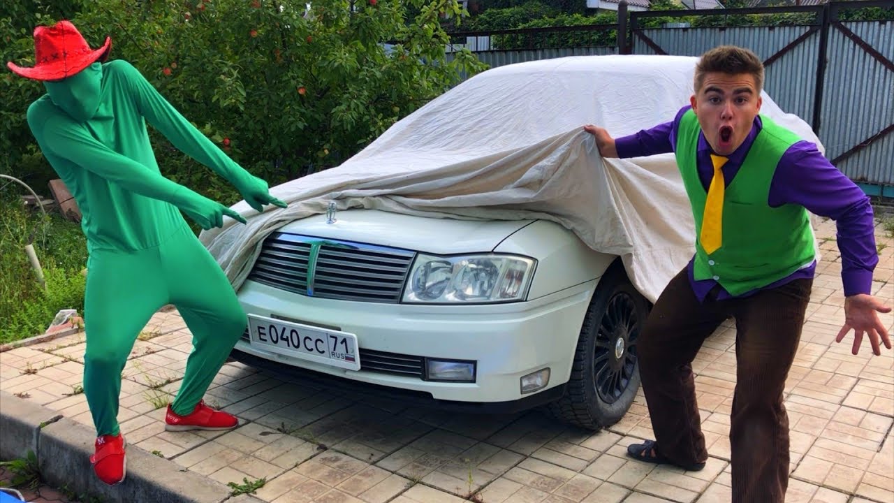 Mr. Joe & Green Man found Car Nissan Cedric under Blanket & Started Race for Children
