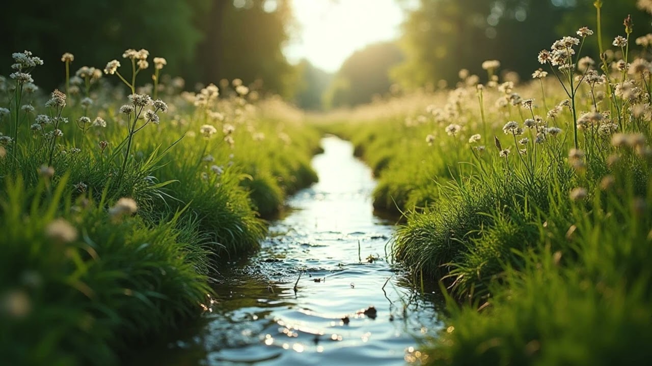 GO WITH THE FLOW | Soft, soothing. Infrequent piano music is accompanied by guitar and airy pads.