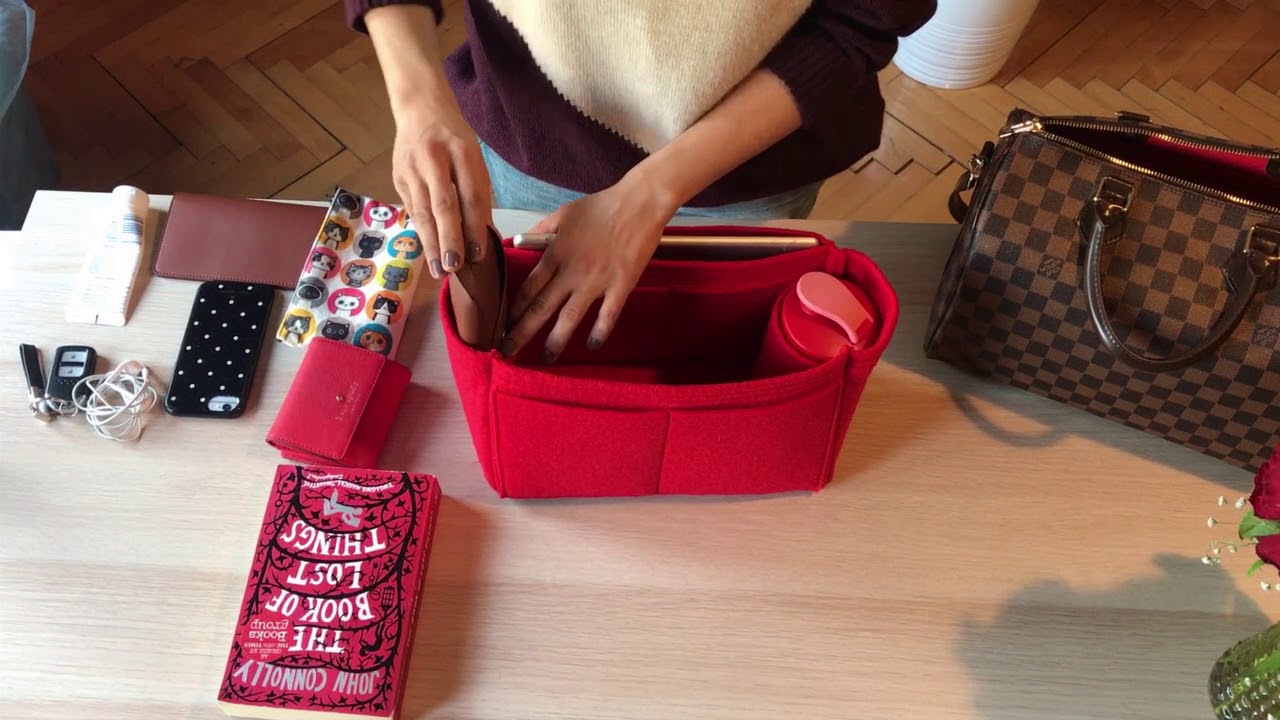Singular Style Felt Bag Organizer in Red Color for Speedy 30