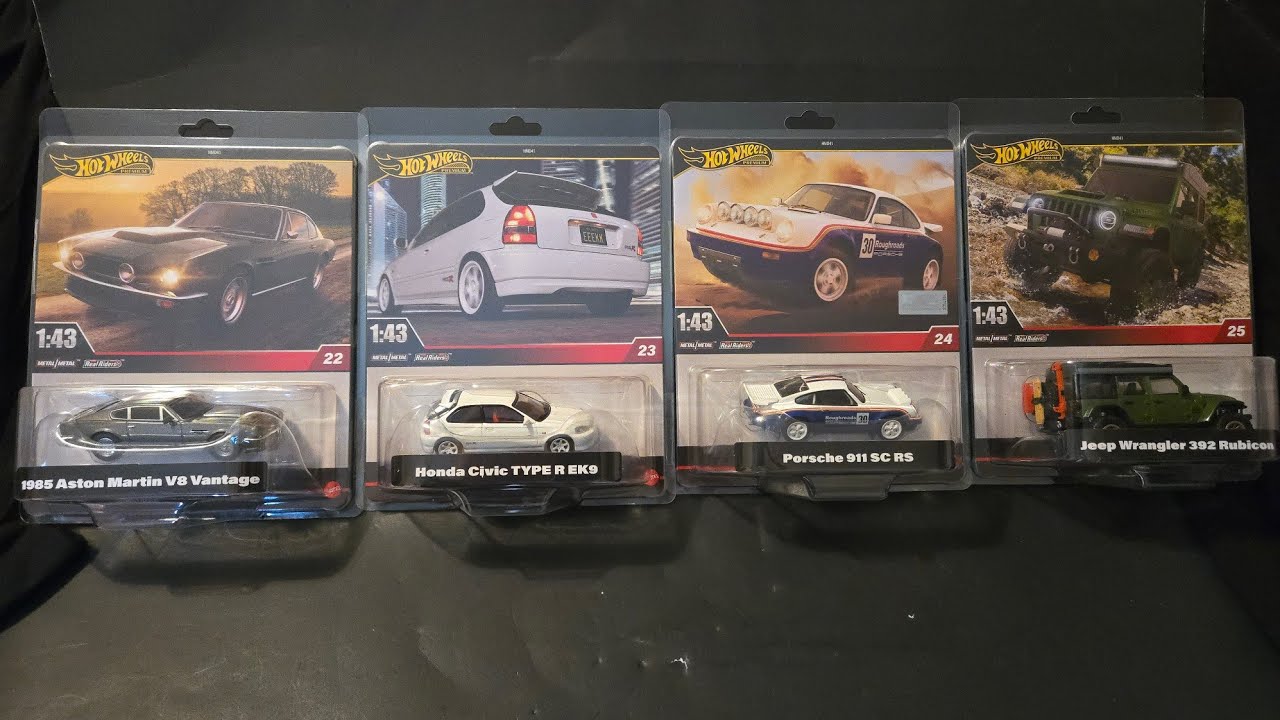 Открываем набор машин Hot Wheels в масштабе 1/43: Honda Civic, Aston Martin, Porsche 911, Jeep.