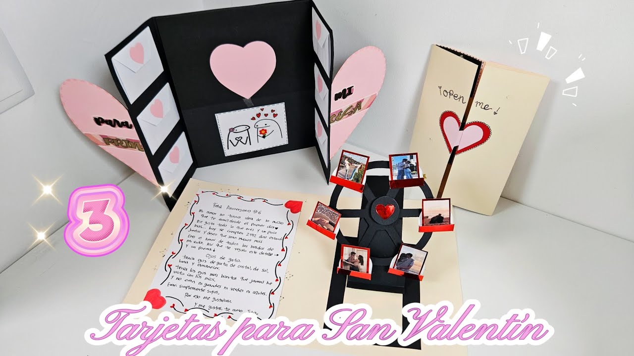 Las 3 TARJETAS Más hermosas y creativas para San Valentín💝  Fáciles y Con moldes 