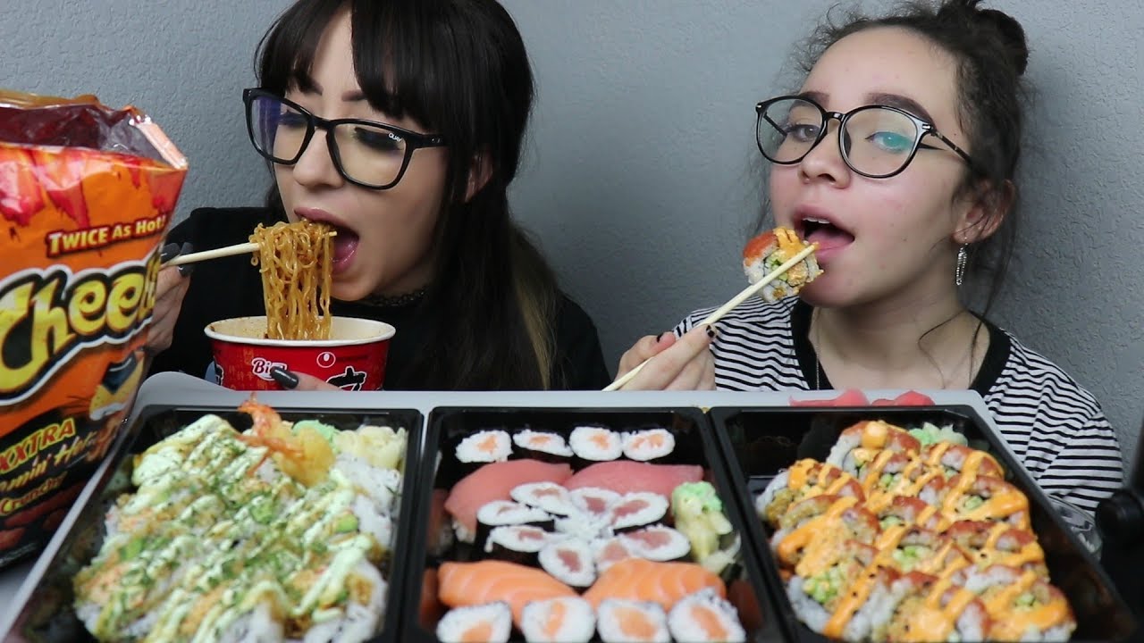 SUSHI AND RAMEN MUKBANG | EATING SHOW | RANDOM STORY TIMES