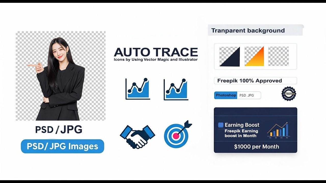 How to Create a Droplet & Trace Colorful Icons | Auto-Trace Icons & PNG Images Save in PSD/JPG #ai